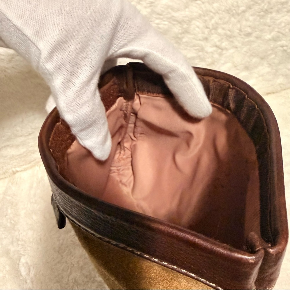Loewe Tan and Brown Suede Cosmetic Bag - Picture 7 of 15